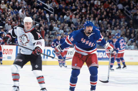 Sandy McCarthy #10  (Mandatory Credit: Rick Stewart/Getty Images/NHLI)