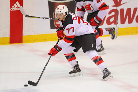 New Jersey Devils forward Aarne Talvitie (77) (Photo by Rich Graessle/Icon Sportswire via Getty Images)