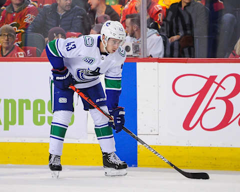 Quinn Hughes #43 of the Vancouver Canucks (Photo by Derek Leung/Getty Images)