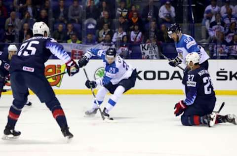 KOSICE, SLOVAKIA – MAY 13: Kaapo Kakko of Finland skates against the United States during the 2019 IIHF Ice Hockey World Championship Slovakia group A game between United States and Finland at Steel Arena on May 13, 2019 in Kosice, Slovakia. (Photo by Martin Rose/Getty Images)