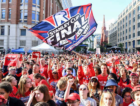 WASHINGTON, DC – JUNE 4: Washington Capitals fans cheer their team prior to during game four of The Stanley Cup Final between the Vegas Golden Knights and Washington Capitals. (Photo by Jonathan Newton/The Washington Post via Getty Images)