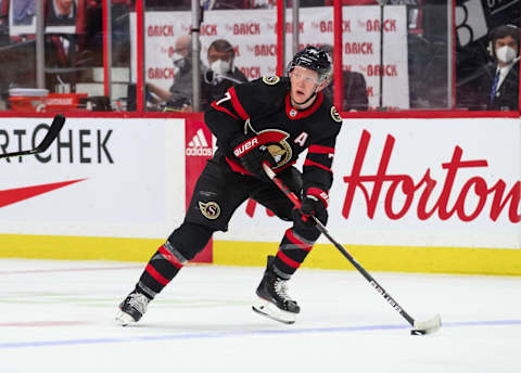 Brady Tkachuk #7 of the Ottawa Senators  (Photo by Matt Zambonin/Freestyle Photography/Getty Images)