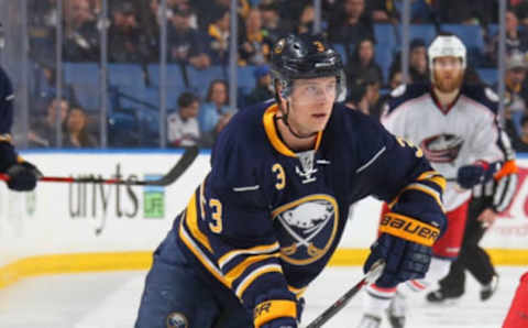 BUFFALO, NY – APRIL 08: Mark Pysyk #3 of the Buffalo Sabres skates against the Columbus Blue Jackets during an NHL game on April 8, 2016 at the First Niagara Center in Buffalo, New York. (Photo by Bill Wippert/NHLI via Getty Images)