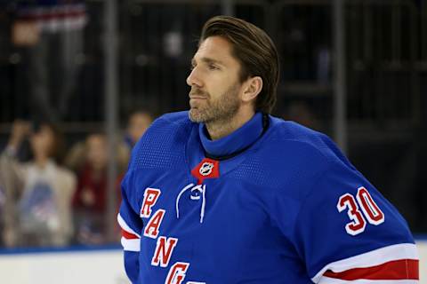 NEW YORK, NY – APRIL 05: Henrik Lundqvist #30 of the New York Rangers looks on following the game against the Columbus Blue Jackets at Madison Square Garden on April 5, 2019 in New York City. (Photo by Jared Silber/NHLI via Getty Images)