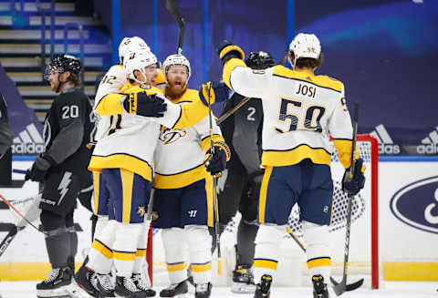 Nashville Predators defenseman Ryan Ellis (4). Mandatory Credit: Kim Klement-USA TODAY Sports