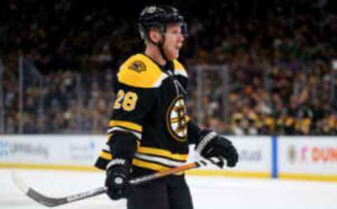 BOSTON, MASSACHUSETTS – FEBRUARY 27: Ondrej Kase #28 of the Boston Bruins looks on during his first game with the Bruins in the second period of the game against the Dallas Stars at TD Garden on February 27, 2020 in Boston, Massachusetts. (Photo by Maddie Meyer/Getty Images)