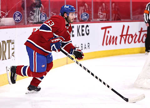 Mar 30, 2021; Montreal, Quebec, CAN; Montreal Canadiens defenseman Victor Mete. Mandatory Credit: Jean-Yves Ahern-USA TODAY Sports