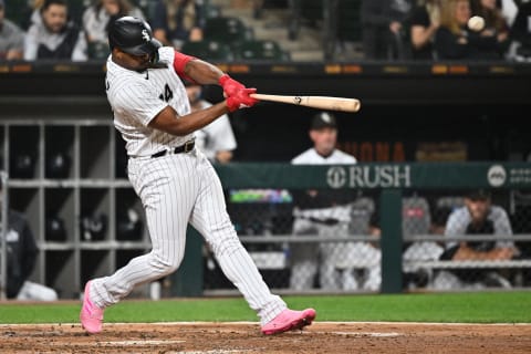 Chicago White Sox outfielder Eloy Jimenez. Mandatory Credit: Jamie Sabau-USA TODAY Sports