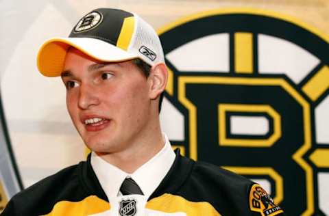 OTTAWA, ON – JUNE 21: 77th overall pick, Michael Hutchinson of the Boston Bruins is interviewed during the 2008 NHL Entry Draft at Scotiabank Place on June 21, 2008 in Ottawa, Ontario, Canada. (Photo by Richard Wolowicz/Getty Images)