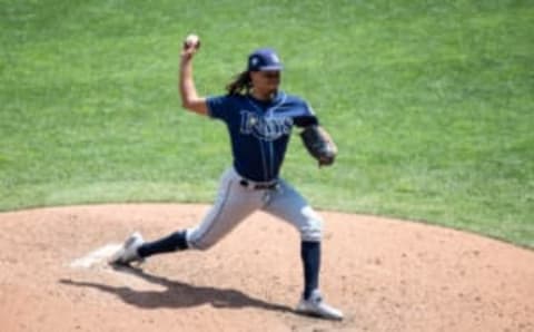 MINNEAPOLIS, MN- JULY 14: Chris Archer #22 of the Tampa Bay Rays pitches against the Minnesota Twins on July 14, 2018 at Target Field in Minneapolis, Minnesota. The Rays defeated the Twins 19-6. (Photo by Brace Hemmelgarn/Minnesota Twins/Getty Images)