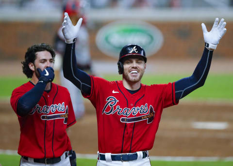 Freddie Freeman of the Atlanta Braves. (Photo by Todd Kirkland/Getty Images)