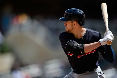 MINNEAPOLIS, MN – JUNE 03: Bradley Zimmer #4 of the Cleveland Indians takes an at bat against the Minnesota Twins during the game on June 3, 2018 at Target Field in Minneapolis, Minnesota. The Twins defeated the Indians 7-5. (Photo by Hannah Foslien/Getty Images)