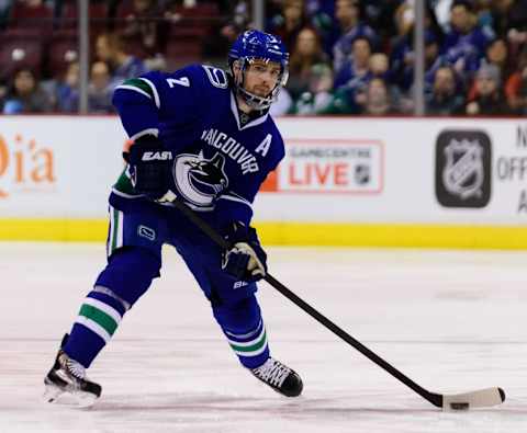 Vancouver Canucks defenseman Dan Hamhuis (2). Mandatory Credit: Anne-Marie Sorvin-USA TODAY Sports