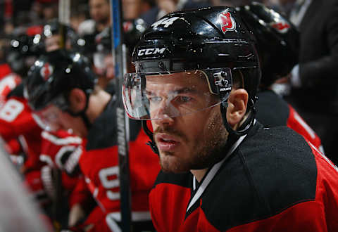 Eric Gelinas #44 of the New Jersey Devils (Photo by Bruce Bennett/Getty Images)