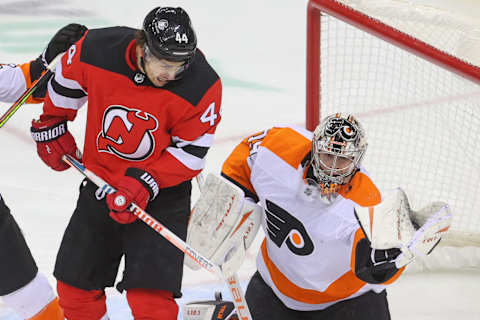 New Jersey Devils left wing Miles Wood (44): (Ed Mulholland-USA TODAY Sports)