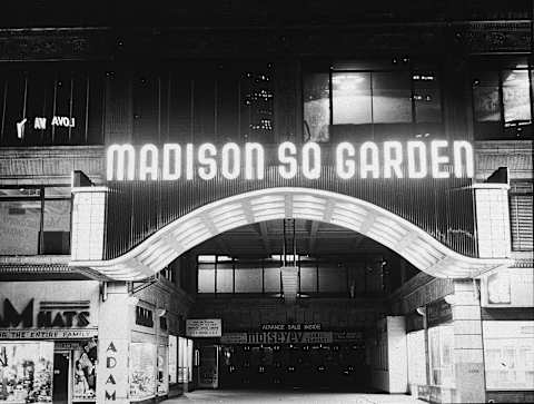 Exterior view of the second old Madison Square Garden, New York City, 1940s. (Photo by Getty Images)