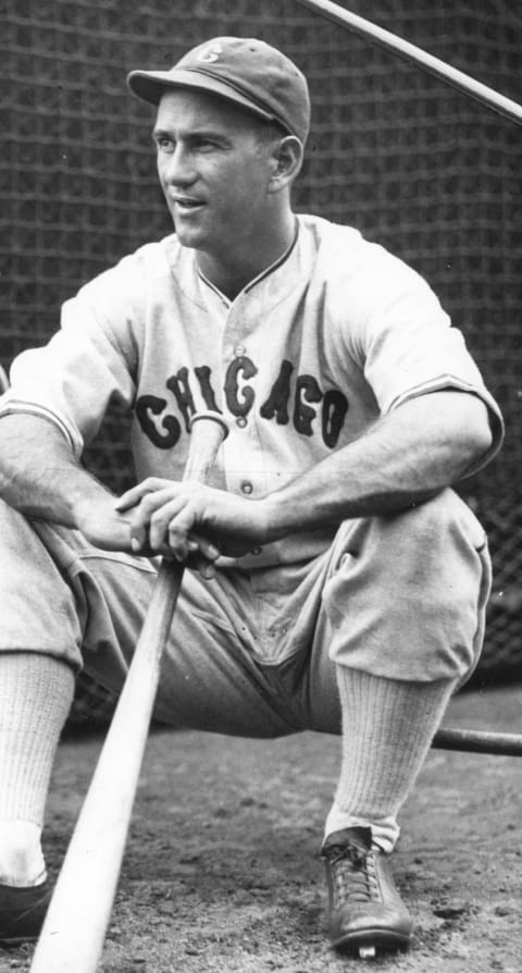 BOSTON – 1934. Luke Appling, shortstop for the Chcago White Sox, poses on the dugout steps in Boston’s Fenway Park before a game in 1934. (Photo by Mark Rucker/Transcendental Graphics, Getty Images)