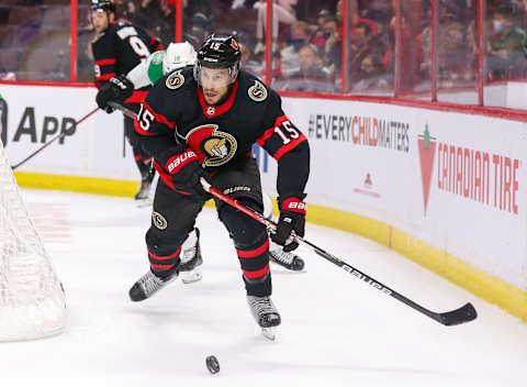 Michael Del Zotto #15 of the Ottawa Senators (Photo by Chris Tanouye/Getty Images)