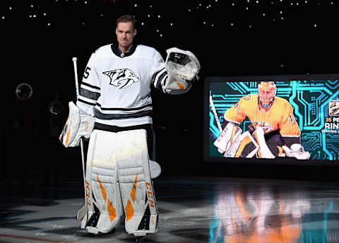 SAN JOSE, CA – JANUARY 26: Goaltender Pekka Rinne #35 of the Nashville Predators takes the ice during player introductions for the 2019 Honda NHL All-Star Game at SAP Center on January 26, 2019 in San Jose, California. (Photo by Brian Babineau/NHLI via Getty Images)