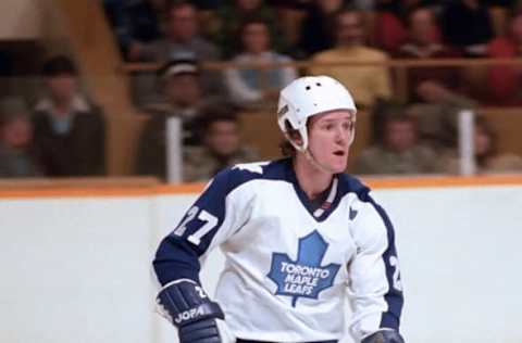 TORONTO, ON – NOVEMBER 28: Darryl Sittler #27 of the Toronto Maple Leafs Leafs skates against the Buffalo Sabres during NHL game action on November 28, 1981 at Maple Leaf Gardens in Toronto, Ontario, Canada. (Photo by Graig Abel/Getty Images)