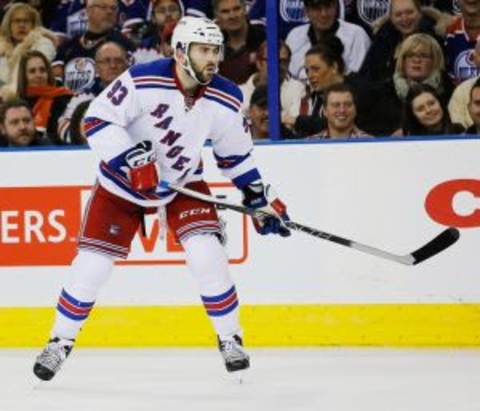 Dec 11, 2015; Edmonton, Alberta, CAN; New York Rangers defensemen Keith Yandle (93) skates against the Edmonton Oilers at Rexall Place. Mandatory Credit: Perry Nelson-USA TODAY Sports