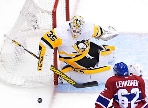 TORONTO, ONTARIO – AUGUST 07: Tristan Jarry #35 of the Pittsburgh Penguins . (Photo by Andre Ringuette/Freestyle Photo/Getty Images)