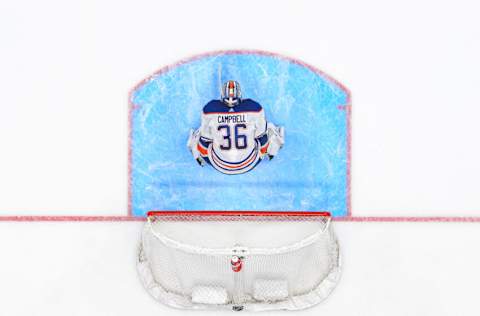 VANCOUVER, CANADA - OCTOBER 11: Jack Campbell #36 of the Edmonton Oilers in net during the first period of their NHL game against the Vancouver Canucks at Rogers Arena on October 11, 2023 in Vancouver, British Columbia, Canada. (Photo by Derek Cain/Getty Images)