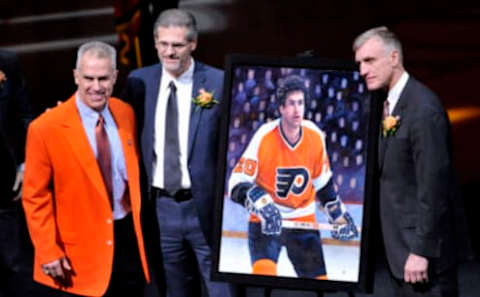 Jimmy Watson (left), Ron Hextall and president Paul Holmgren, Philadelphia Flyers (Mandatory Credit: Eric Hartline-USA TODAY Sports)