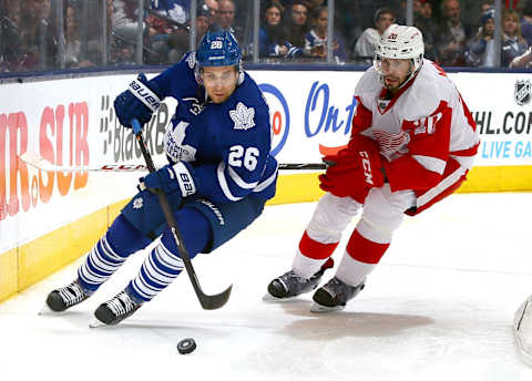 TORONTO, ON – DECEMBER 21: John-Michael Liles #26 of the Toronto Maple Leafs  (Photo by Abelimages/Getty Images)