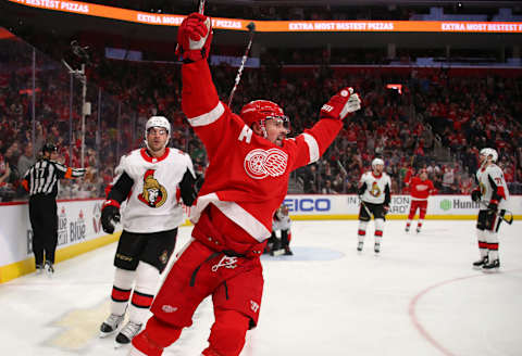 Dylan Larkin #71 of the Detroit Red Wings. (Photo by Gregory Shamus/Getty Images)