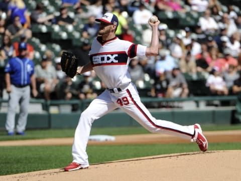 Chicago White Sox starting pitcher Chris Sale (49) throws against the Kansas City Royals Mandatory Credit: David Banks-USA TODAY Sports