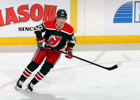 Jesper Boqvist #90 of the New Jersey Devils. (Photo by Elsa/Getty Images)