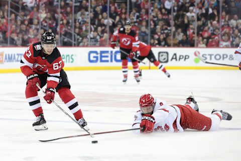 New Jersey Devils left wing Jesper Bratt (63): Vincent Carchietta-USA TODAY Sports