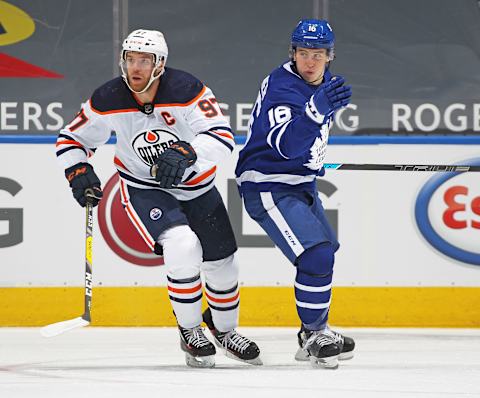 TORONTO,ON – JANUARY 22: Connor McDavid #97 of the Edmonton Oilers  (Photo by Claus Andersen/Getty Images)