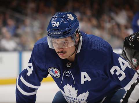 TORONTO, ONTARIO – NOVEMBER 15: Auston Matthews #34 of the Toronto Maple Leafs skates against the Boston Bruins at the Scotiabank Arena on November 15, 2019 in Toronto, Ontario, Canada. (Photo by Bruce Bennett/Getty Images)