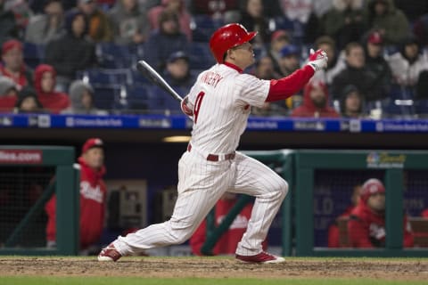 Kingery has cooled off after his checklist of firsts completed. Photo by Mitchell Leff/Getty Images.