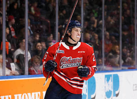 Philip Tomasino #26 of the Oshawa Generals. (Photo by Chris Tanouye/Getty Images)