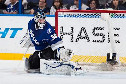 TAMPA, FL – APRIL 5: Goalie Ben Bishop