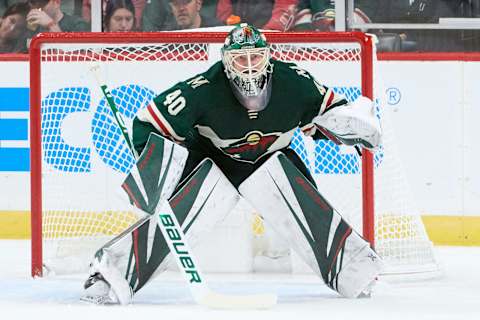 Devan Dubnyk #40 of the Minnesota Wild. (Photo by Hannah Foslien/Getty Images)