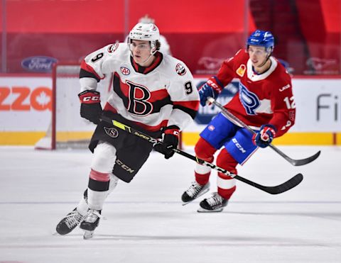 Ridly Greig #9 of the Belleville Senators (Photo by Minas Panagiotakis/Getty Images)