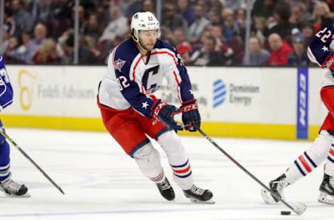 CLEVELAND, OH – NOVEMBER 30: Cleveland Monsters center Kevin Stenlund (82) controls the puck during the second period of the American Hockey League game between the Syracuse Crunch and Cleveland Monsters on November 30, 2018, at Quicken Loans Arena in Cleveland, OH. (Photo by Frank Jansky/Icon Sportswire via Getty Images)