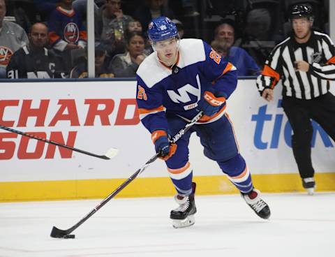 Oliver Wahlstrom #26 of the New York Islanders. (Photo by Bruce Bennett/Getty Images)