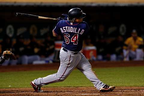 OAKLAND, CA – SEPTEMBER 22: Willians Astudilllo #64 of the Minnesota Twins at bat against the Oakland Athletics during the seventh inning at the Oakland Coliseum on September 22, 2018 in Oakland, California. The Oakland Athletics defeated the Minnesota Twins 3-2. (Photo by Jason O. Watson/Getty Images)