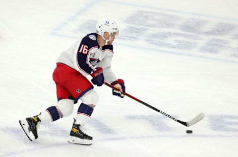 Max Domi #16, Columbus Blue Jackets (Photo by Stacy Revere/Getty Images)