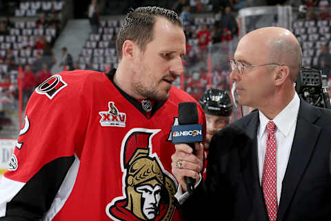 Dion Phaneuf #2 of the Ottawa Senators (Photo by Jana Chytilova/Freestyle Photo/Getty Images)