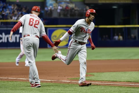 Touching them all, Crawford is making his case for more at-bats. Photo by Julio Aguilar/Getty Images.