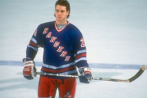 Luc Robitaille #20 of the New York Rangers . (Photo by Mitchell Layton/Getty Images)