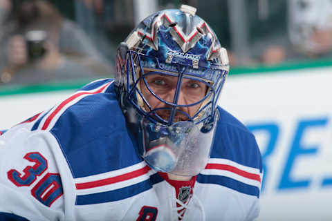 DALLAS, TX – DECEMBER 29: Henrik Lundqvist #30 of the New York Rangers tends goal against the Dallas Stars at the American Airlines Center on December 29, 2014 in Dallas, Texas. (Photo by Glenn James/NHLI via Getty Images)