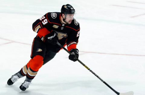 ANAHEIM, CA – JANUARY 23: Devin Shore #29 of the Anaheim Ducks skates with the puck during the game against the St. Louis Blues on January 23, 2019, at Honda Center in Anaheim, California. (Photo by Debora Robinson/NHLI via Getty Images)