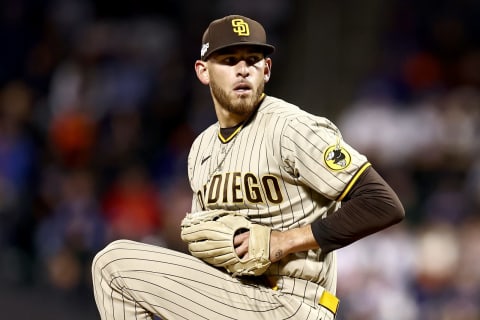 NEW YORK, NEW YORK – OCTOBER 09: Joe Musgrove #44 of the San Diego Padres pitches against the New York Mets during the sixth inning in game three of the National League Wild Card Series at Citi Field on October 09, 2022 in the Flushing neighborhood of the Queens borough of New York City. (Photo by Dustin Satloff/Getty Images)